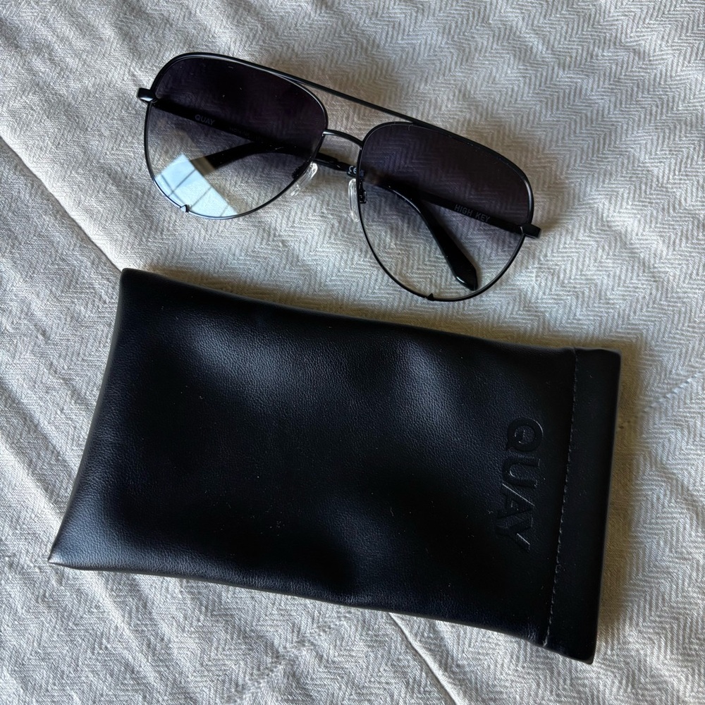 Quay High Key Black Aviator Sunglasses